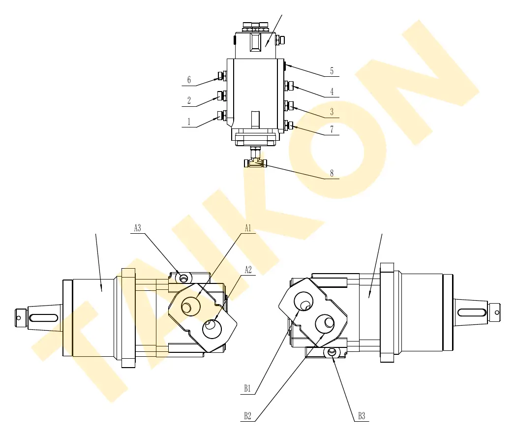 Hoses: rotary joint – travel motors — TAIKON C12