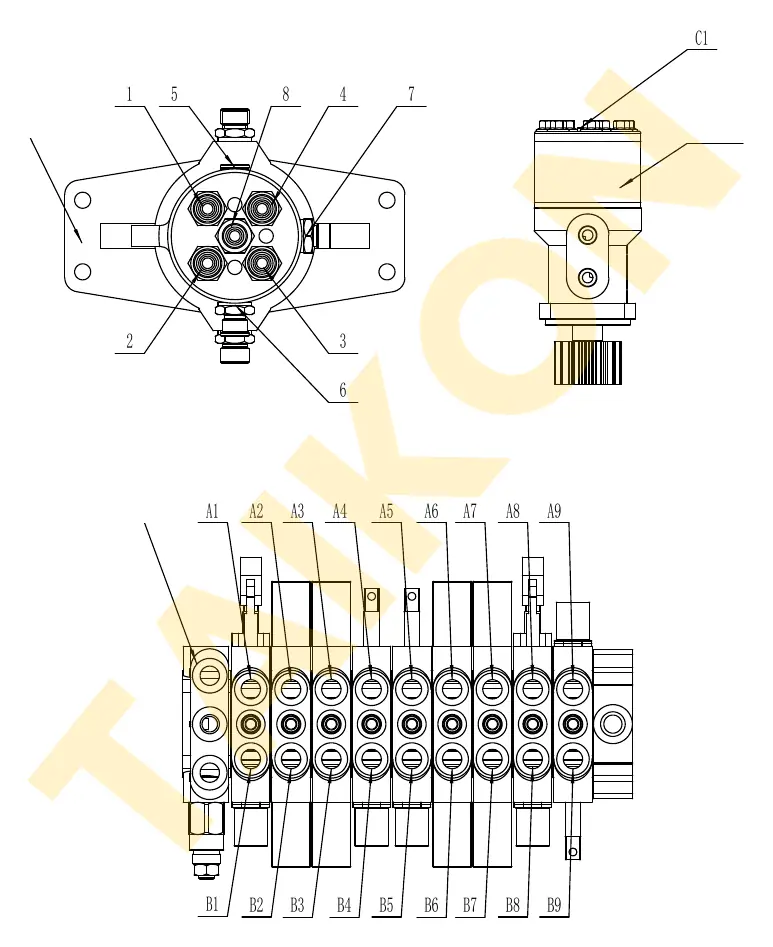 Hoses: main control valve — TAIKON C12