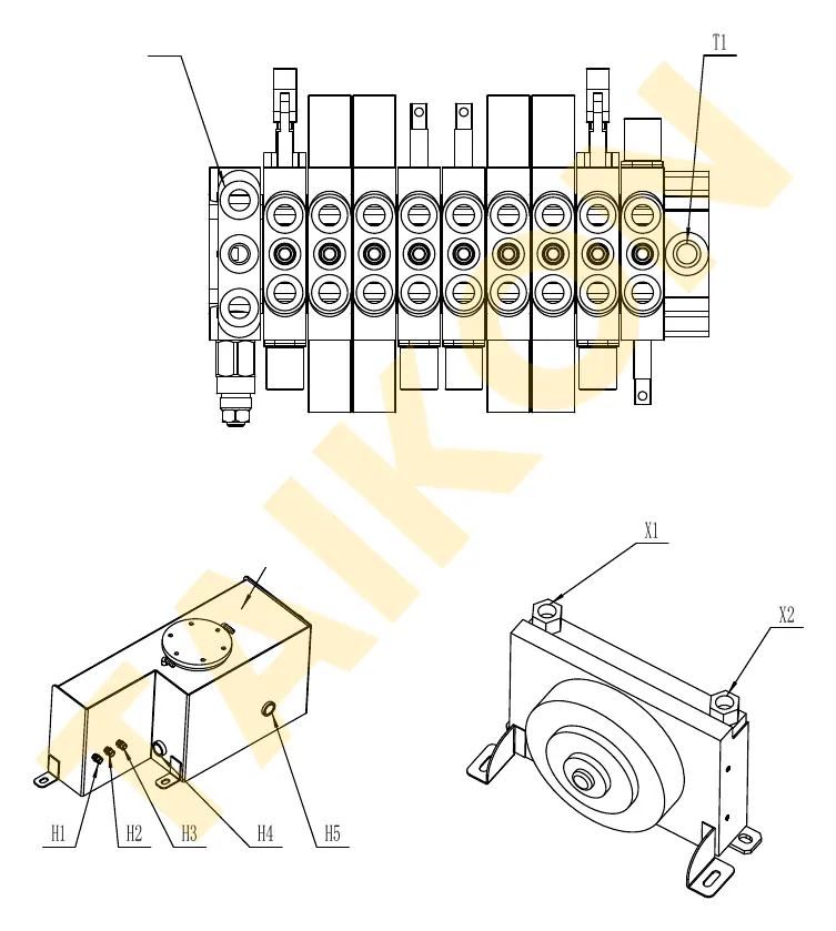 Hoses: hydraulic oil cooler — TAIKON C12