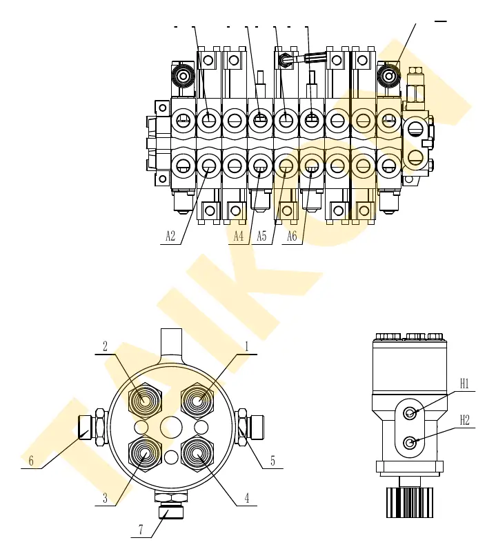 Hoses: main control valve — TAIKON KT16 Pro