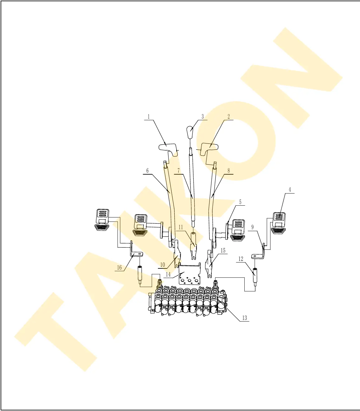 Travel control & pedals – linkage — TAIKON KT18 Pro (D722)
