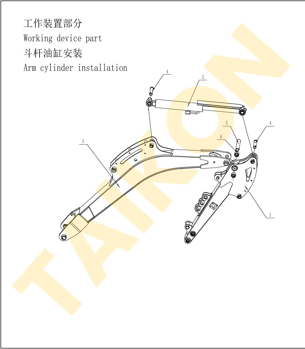 Arm & arm cylinder – installation — TAIKON KT18 Pro (D722)