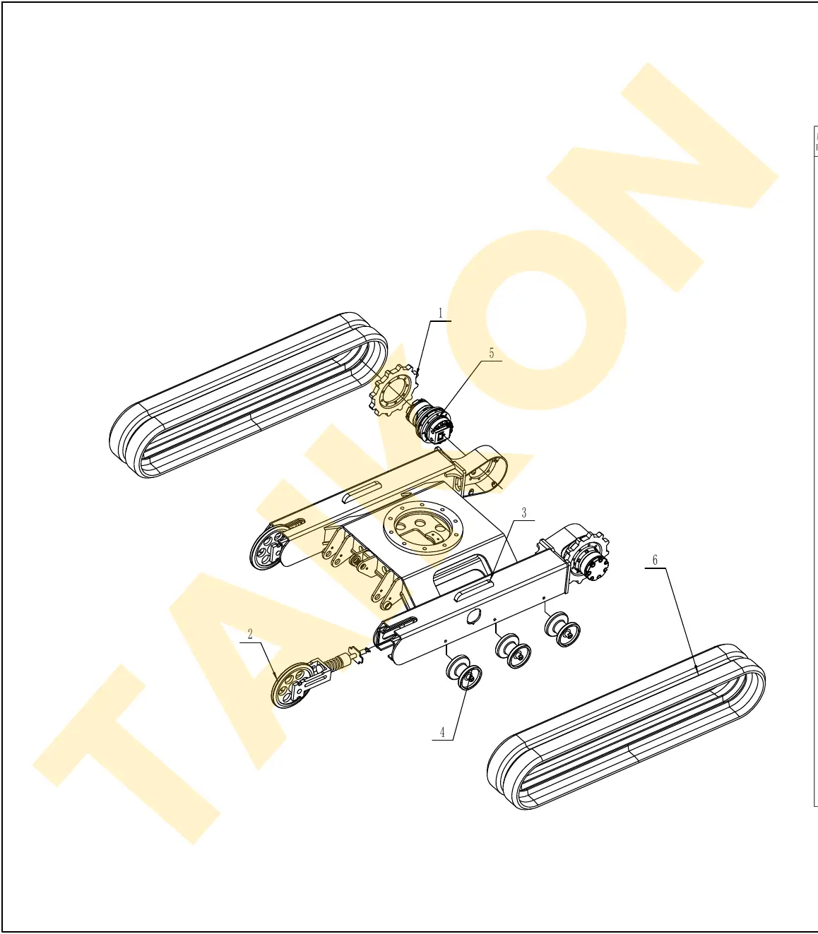 Tracks, rollers, idler & sprocket — TAIKON KT18 Pro (D722)