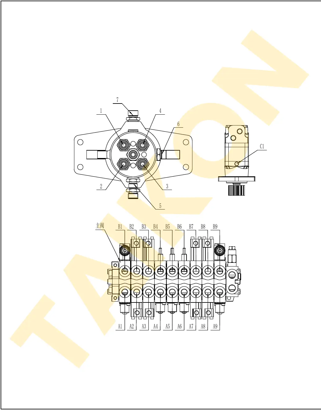 Hoses: main control valve — TAIKON KT18 Pro (D722)