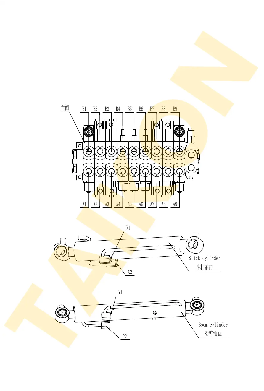 Hoses: arm & boom cylinders — TAIKON KT18 Pro (D722)