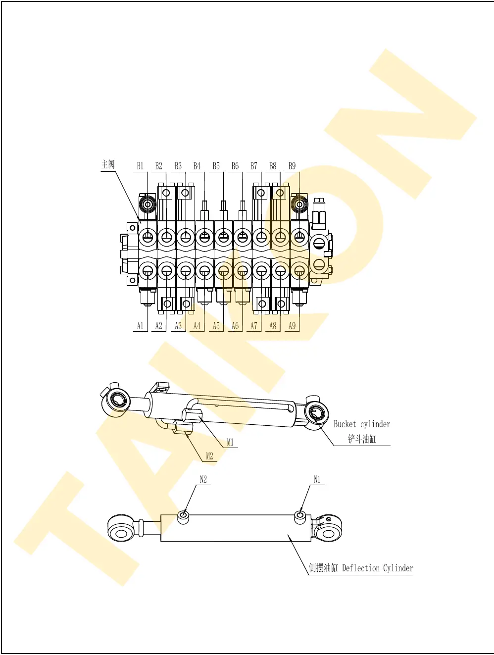Hoses: bucket & swing cylinders — TAIKON KT18 Pro (D722)