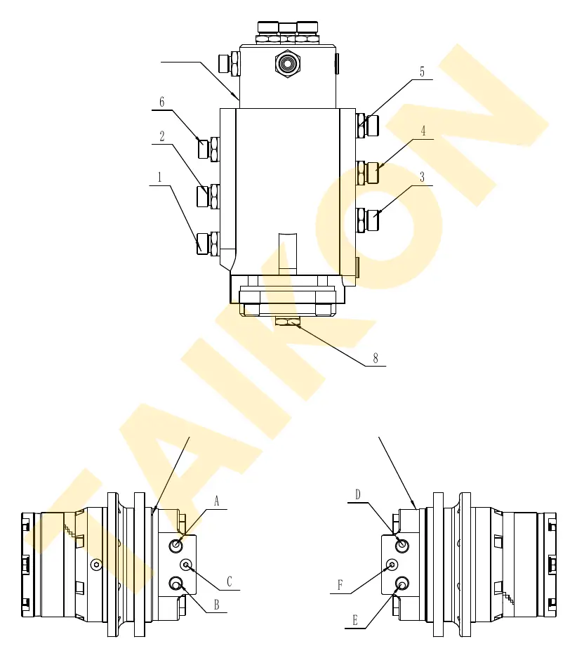 Hoses: rotary joint – travel motors — TAIKON LT16 Pro